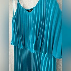 Halston Heritage Pleated Flounce Popover Dress